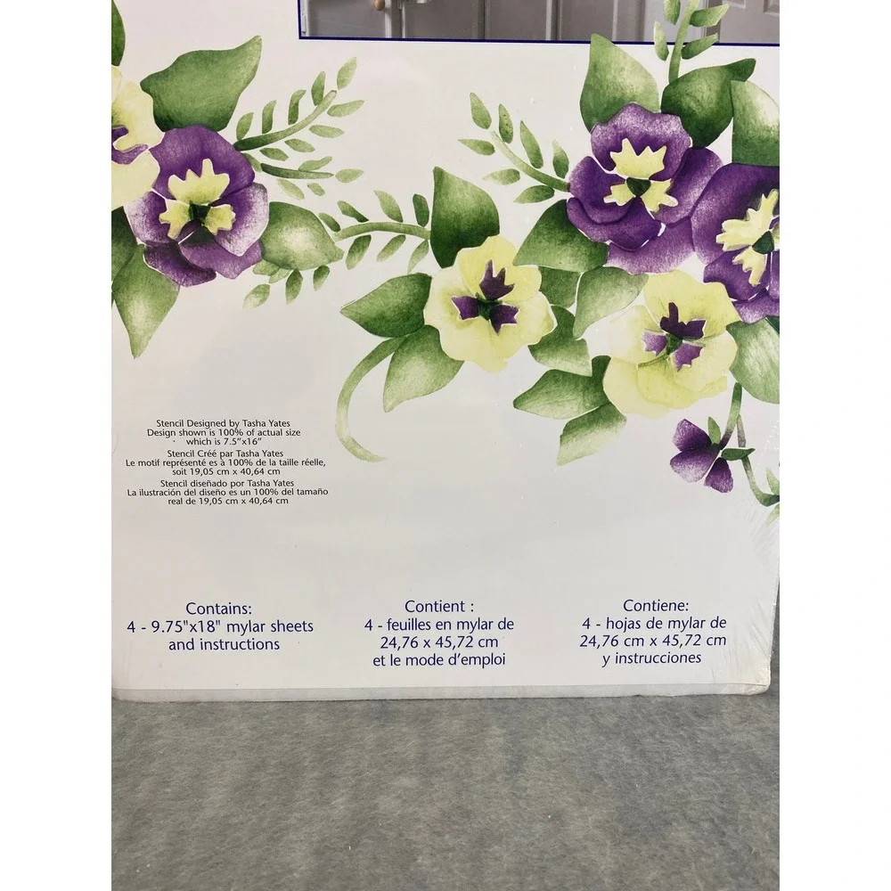 Plaid Stencil Decor Multi Layer Border Stencil Pansy Blossoms 4‎ Sheets